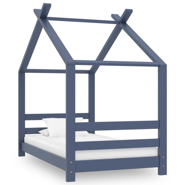 Children's bed frame, gray, 70x140cm, solid pine