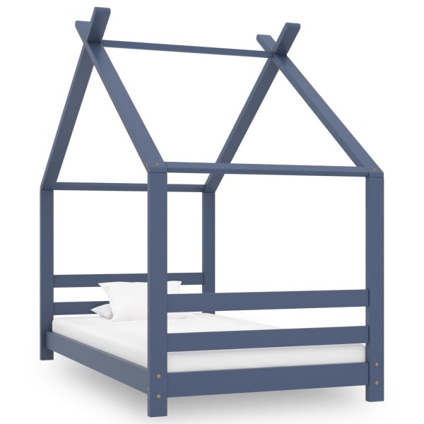 Children's bed frame, gray, 80x160cm, solid pine