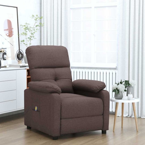 Massage chair, dark brown, fabric