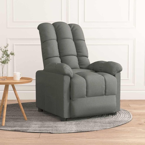 Reclining chair, dark gray, fabric