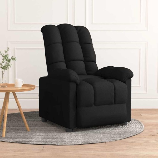 Reclining chair, black, fabric