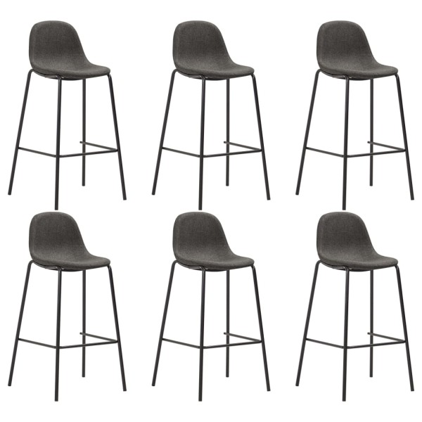 Bar stools, 6 pcs., dark gray color, fabric