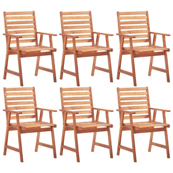 Outdoor dining chairs, 6 units, solid acacia wood
