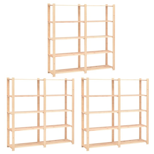 Shelves for things, 3 pcs., 170x38x170cm, solid pine
