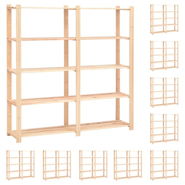 Shelves for things, 10 pcs., 170x38x170cm, solid pine