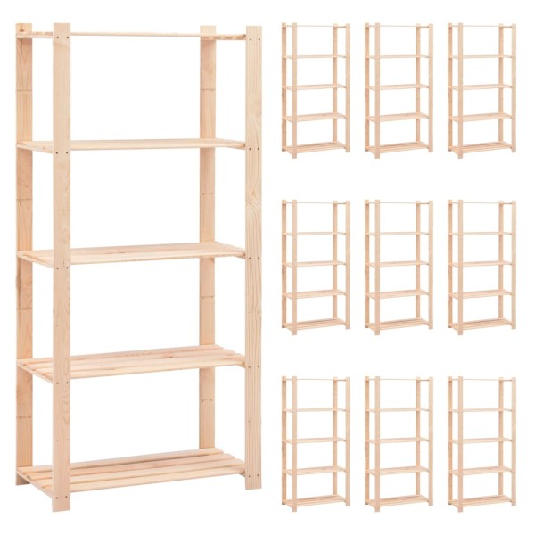 Shelves for things, 10 pcs., 80x38x170cm, solid pine