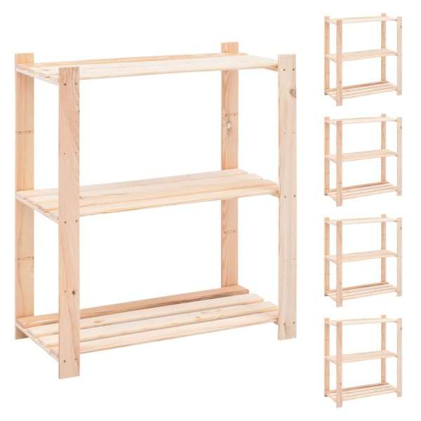 Shelves for things, 5 pcs., 80x38x90cm, solid pine, 3 levels