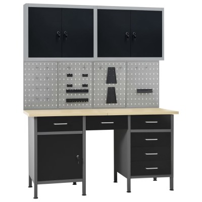 Desk with 4 wall panels and...