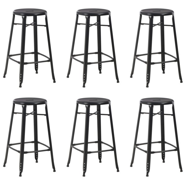 Bar stools, 6 pcs., black, steel (3x280077)