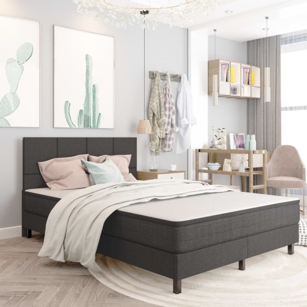 Bed with spring mattress, dark gray, 140x200cm, fabric
