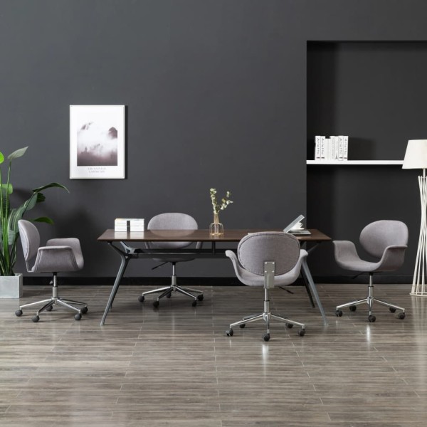 Swivel dining chairs, 4 pcs., gray, fabric