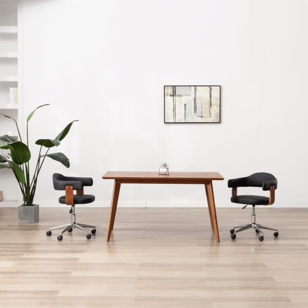 Dining room chairs, 2 pcs., black, wood and artificial leather
