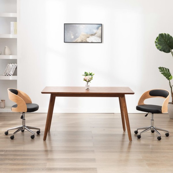 Dining room chairs, 2 pcs., black, wood and artificial leather