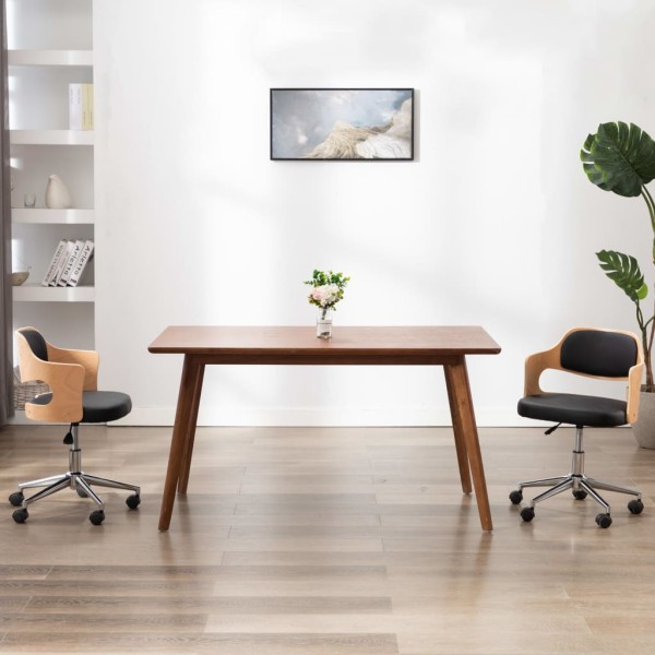Dining room chairs, 2 pcs., black, wood and artificial leather