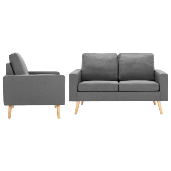 Sofa set, 2 parts, light gray, fabric