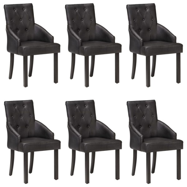 Dining room chairs, 6 pcs., black, genuine goat leather