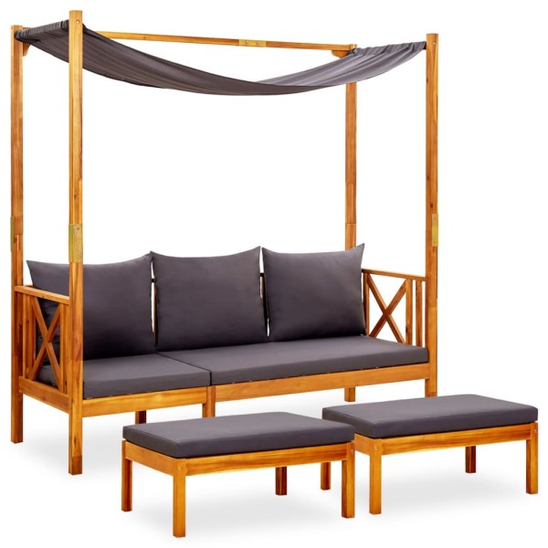 Garden bench with arch and legs, solid acacia