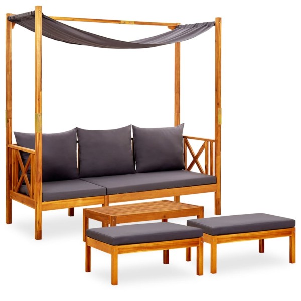 Garden bench with table and legs, solid acacia