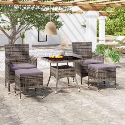 Dining set, 5 pieces, gray,...