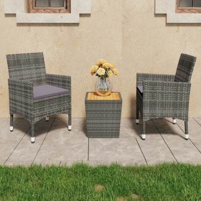 Bistro set, 3 pieces, gray,...
