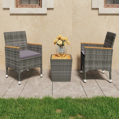 Bistro set, 3 pieces, gray,...