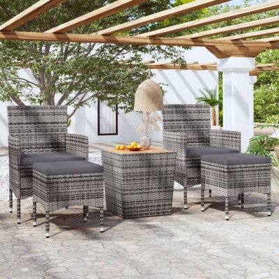 Bistro set, 5 pieces, grey,...