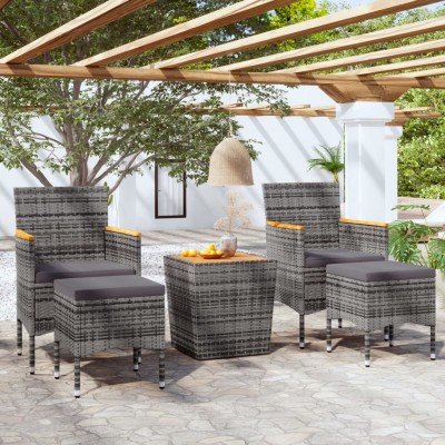 Bistro set, 5 pieces, grey,...