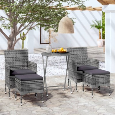 Bistro set, 5 pieces, gray,...