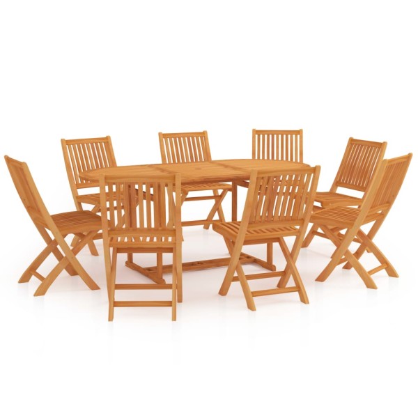 Garden dining set, 9 pieces, solid teak