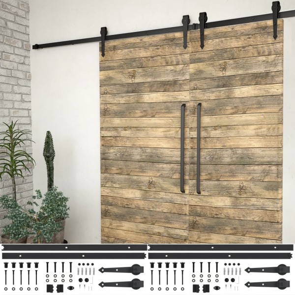 Sliding door hardware sets, 2 pcs., black, 200cm, steel