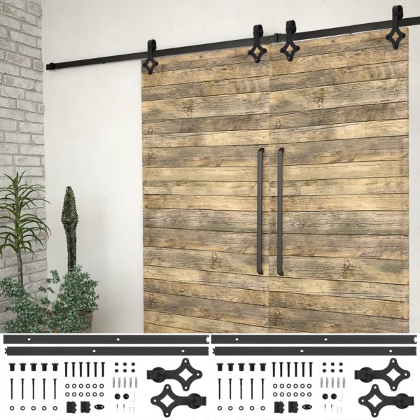 Sliding door hardware sets, 2 pcs., black, 183cm, steel
