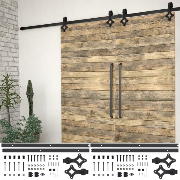 Sliding door hardware sets, 2 pcs., black, 200cm, steel