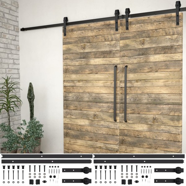 Sliding door hardware sets, 2 pcs., black, 200cm, steel