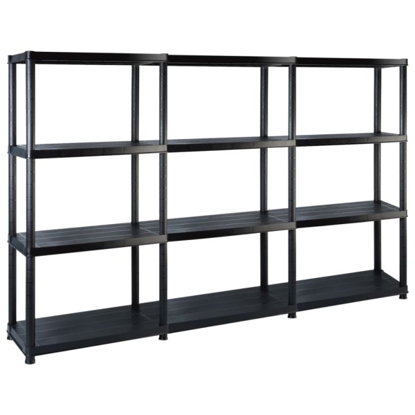 Shelf for things, 4 levels, black, 183x30.5x130cm, plastic