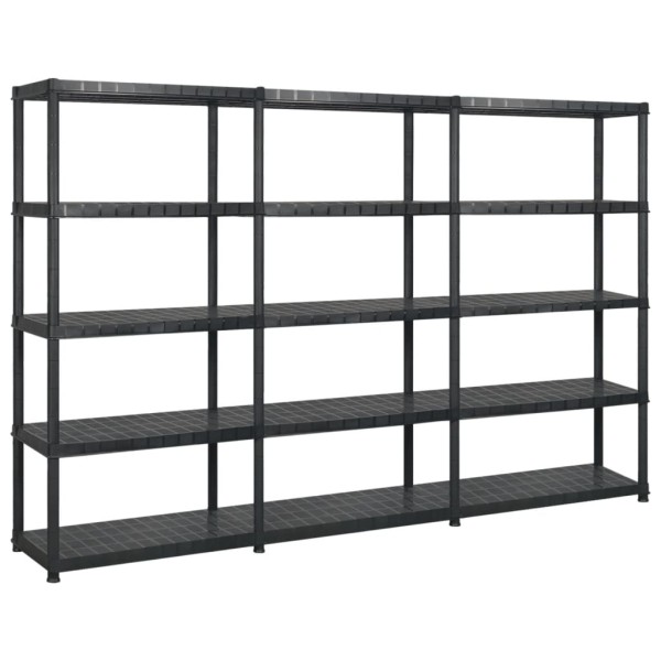 Shelf for things, 5 levels, black, 255x40x185cm, plastic