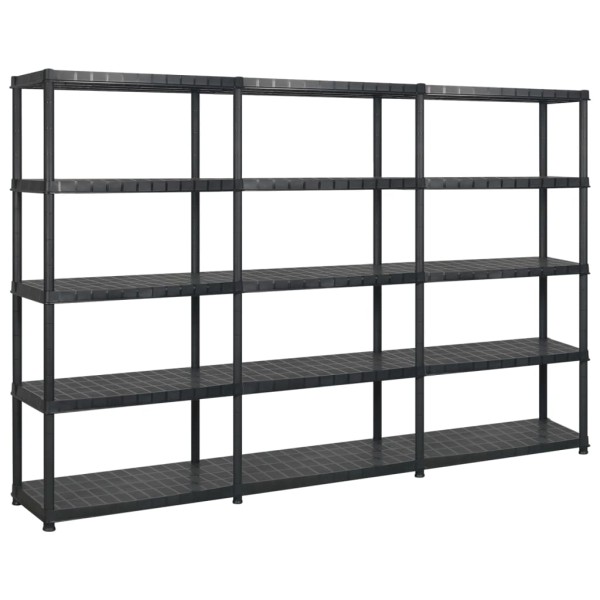 Shelf for things, 5 levels, black, 274.5x45.7x185cm, plastic