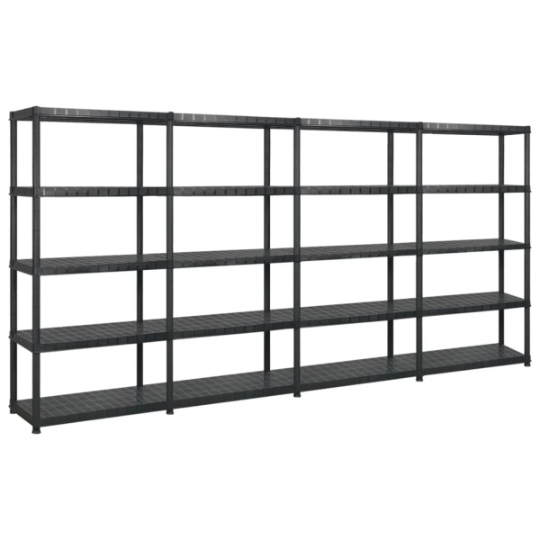 Shelf for things, 5 levels, black, 340x40x185cm, plastic