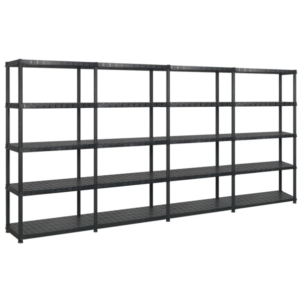 Shelf for things, 5 levels, black, 366x45.7x185cm, plastic