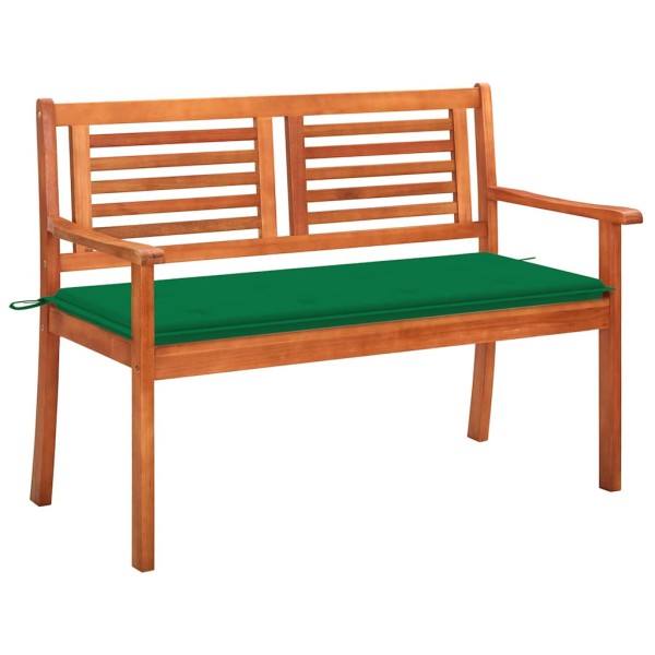 Double garden bench with cushion, 120 cm, eucalyptus solid