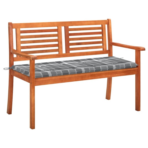Double garden bench with cushion, 120 cm, eucalyptus solid
