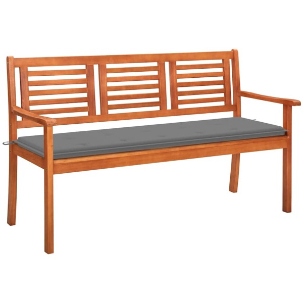Three-seater garden bench with pillow, 150 cm, eucalyptus massif