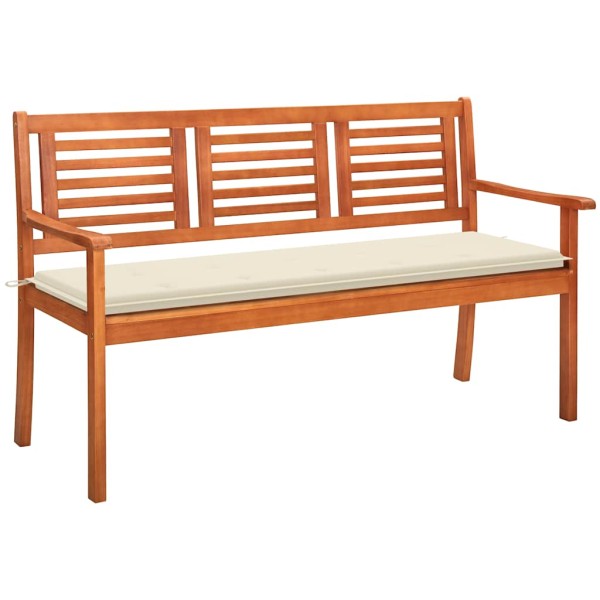 Three-seater garden bench with pillow, 150 cm, eucalyptus massif