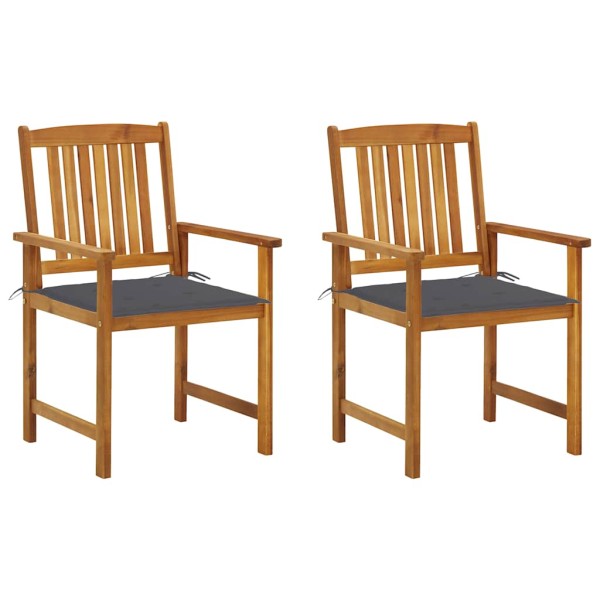 Garden chairs with cushions, 2 pcs., solid acacia wood