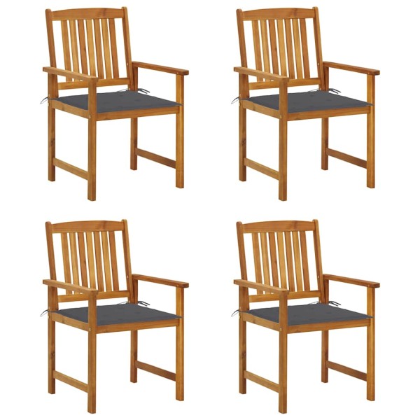Garden chairs with cushions, 4 pcs., solid acacia wood
