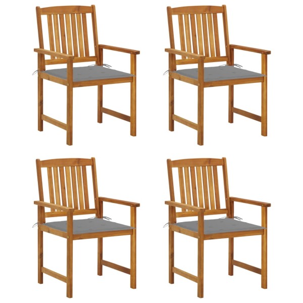 Garden chairs with cushions, 4 pcs., solid acacia wood