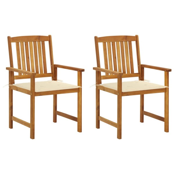 Garden chairs with cushions, 2 pcs., solid acacia wood