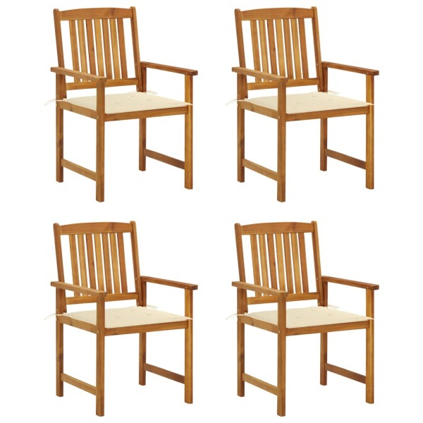 Garden chairs with cushions, 4 pcs., solid acacia wood