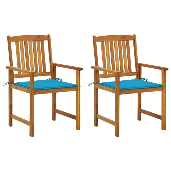 Garden chairs with cushions, 2 pcs., solid acacia wood