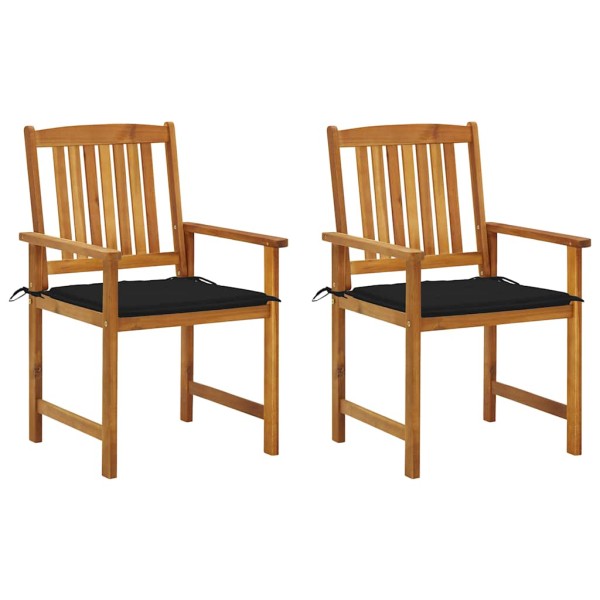 Garden chairs with cushions, 2 pcs., solid acacia wood