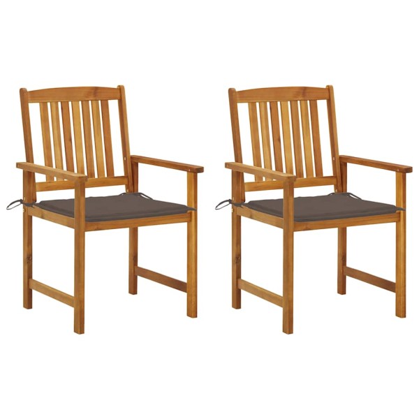 Garden chairs with cushions, 2 pcs., solid acacia wood